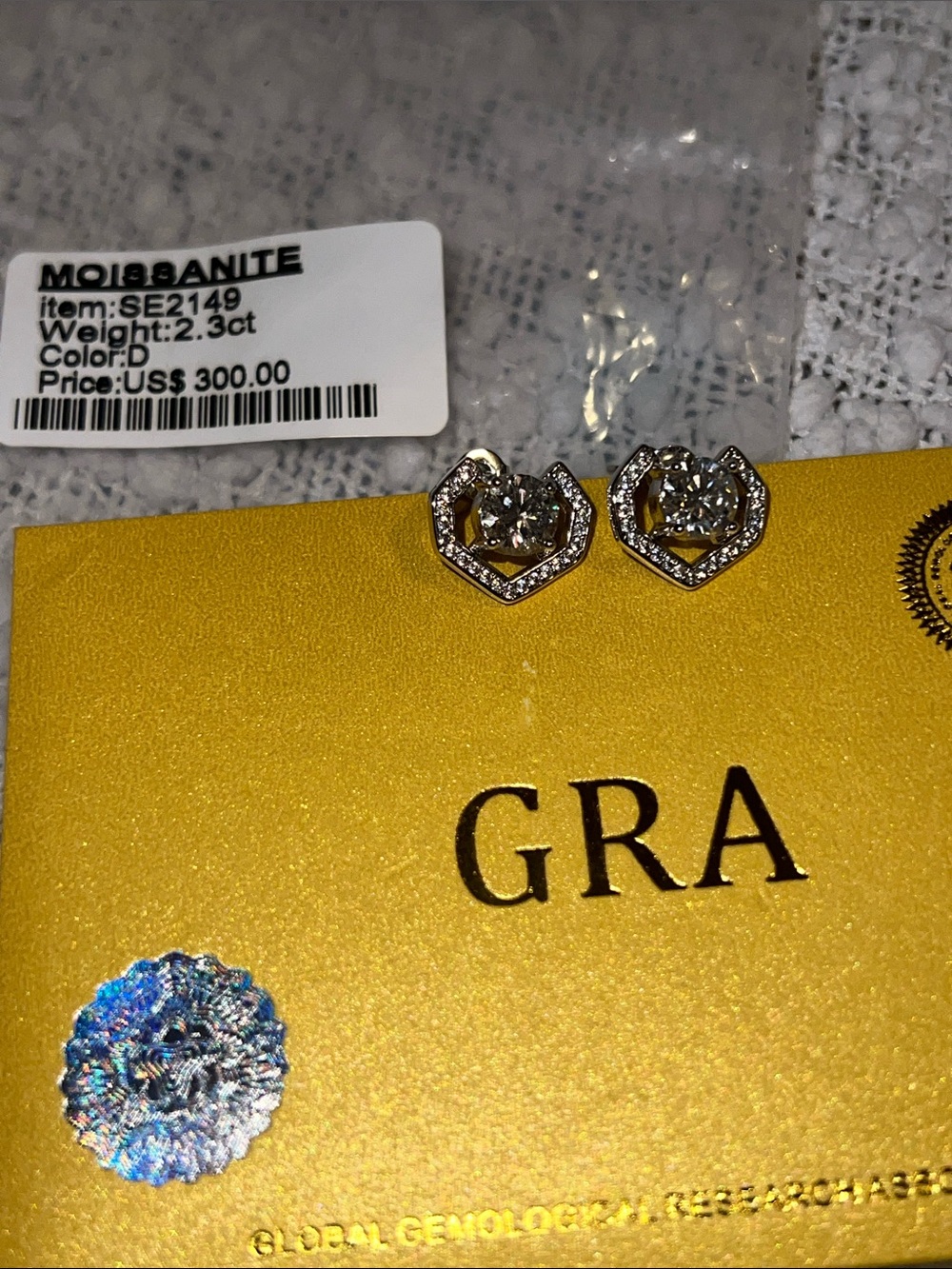 Moissanite 2.3 CT GRA Certified Stud Earrings - Silver